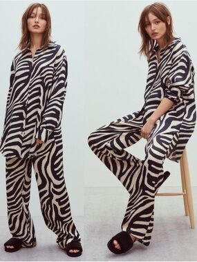 H&M Zebra Print Two-Piece Set - Black & Cream
